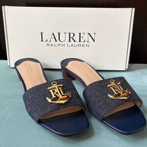 Lauren Ralph Lauren - Fay Anchor-logo Cross-dyed Canvas Sandal - Refined Navy